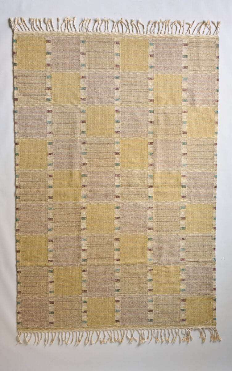 Barbro Nilsson Vintage Swedish Flat weave Rug, Signed