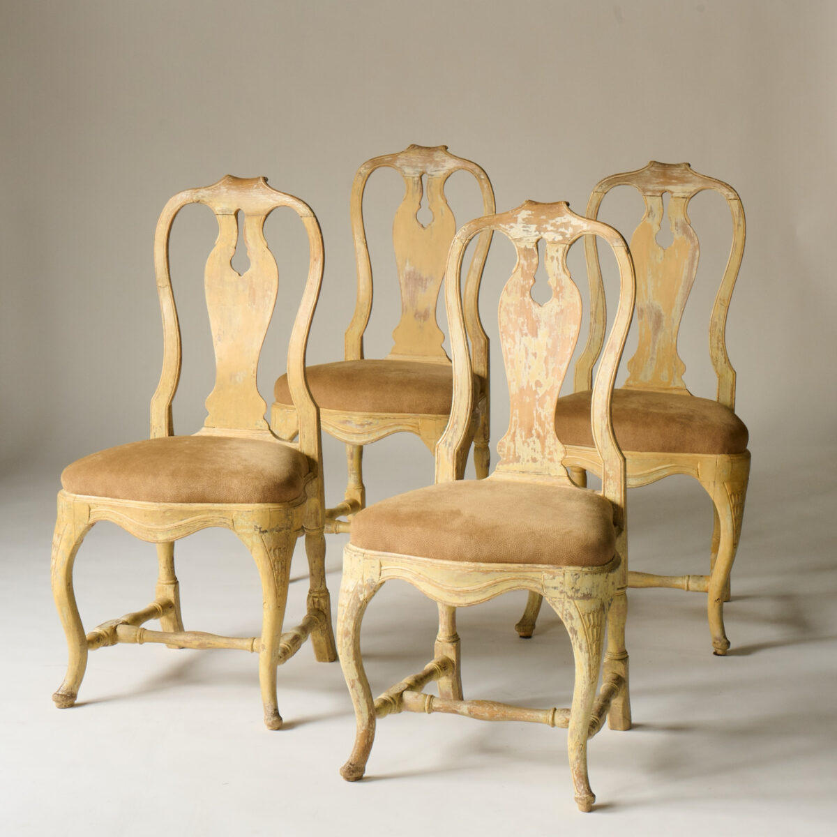 18th Century Swedish Rococo Side Chairs, Set of Four