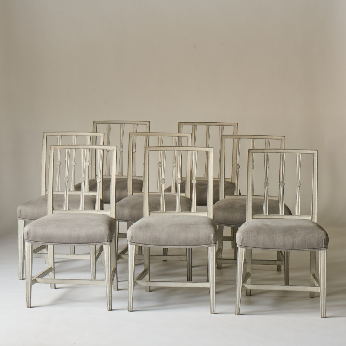Vintage Gustavian Style Dining Chairs, Set of Eight