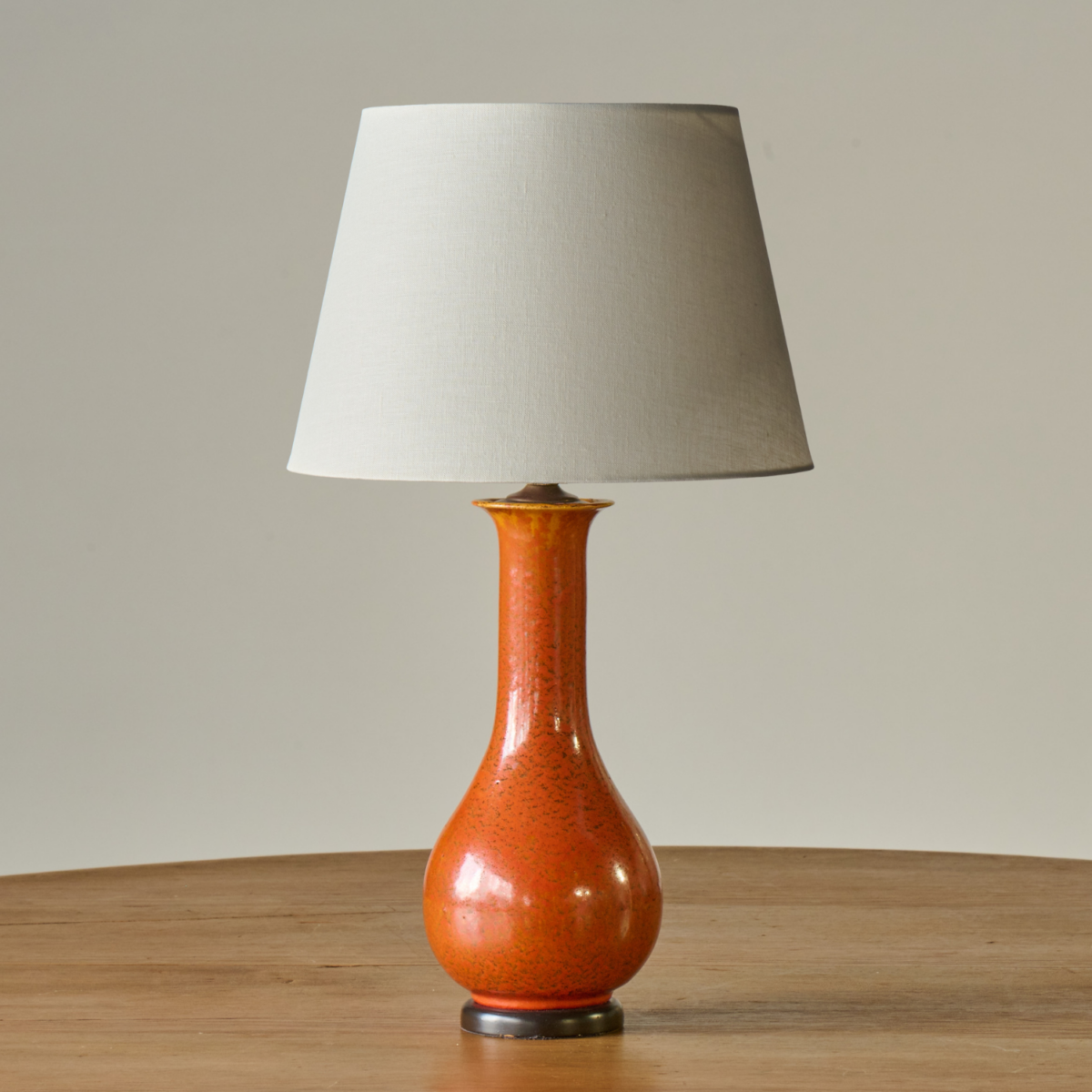 Vintage Chinese Orange Glazed Lamp