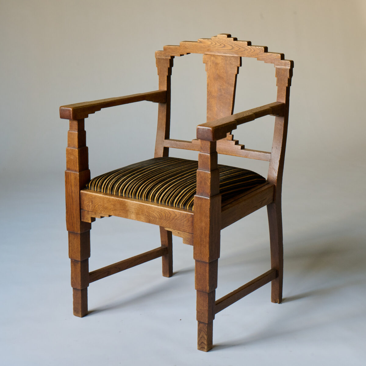 Cubist Art Deco Armchair in Oak