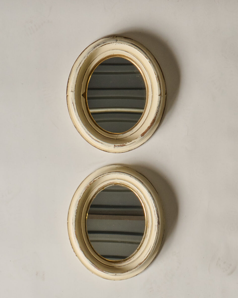 Vintage Small Oval Wood Framed Mirrors