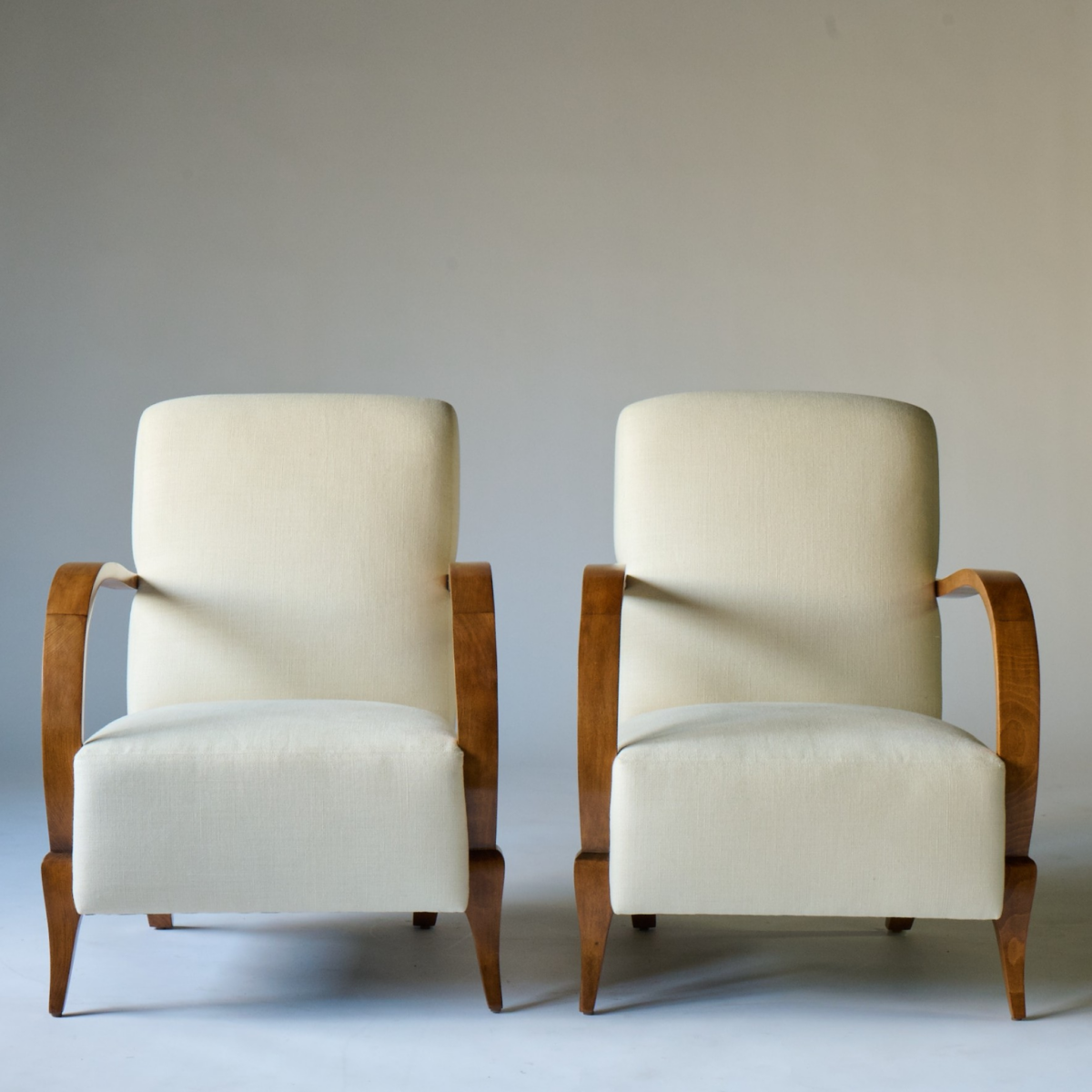French Art Deco Arm Chairs, Pair