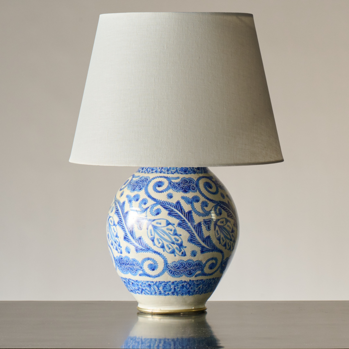 Blue and White Ceramic Table Lamp, Morocco